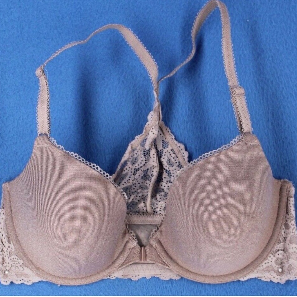 Gap Body Bra size 34B favorite Pink Lace Trim T-Shirt bra Supportive fit